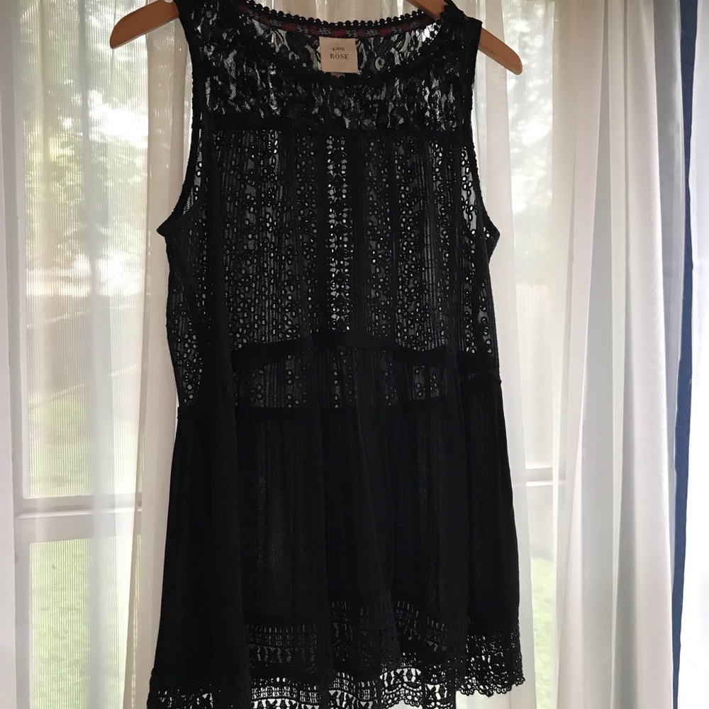 Knox Rose sheer black sleeveless top L